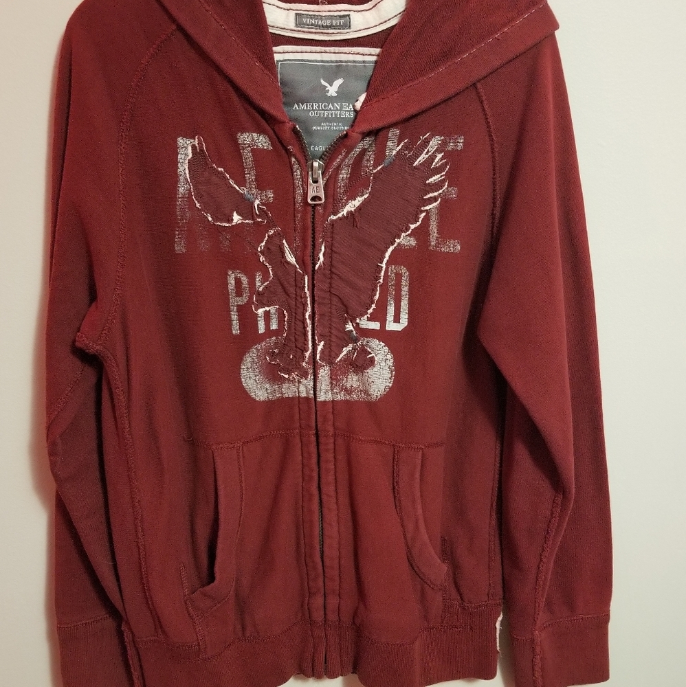 Vintage American Eagle zip up fleece hoodie